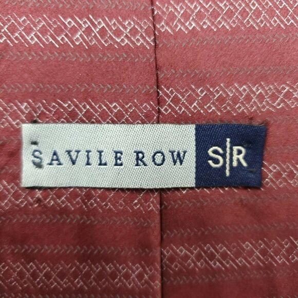 Savile Row Red Silk Tie Italy USA 56.5 3 5/8 - Picture 3 of 6